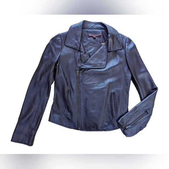 Anthropologie Leather Biker Jacket S Brown y2k - Picture 1 of 5